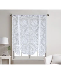 Kate Aurora Country Farmhouse Shabby Chic Floral Lace Tie Up Single Curtain Shade - 42 in. W x 63 in. L, Off White