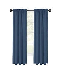 Kate Aurora 2 Piece Hamptons Coastal Living Textured Semi Sheer Rod Pocket Curtain Panels