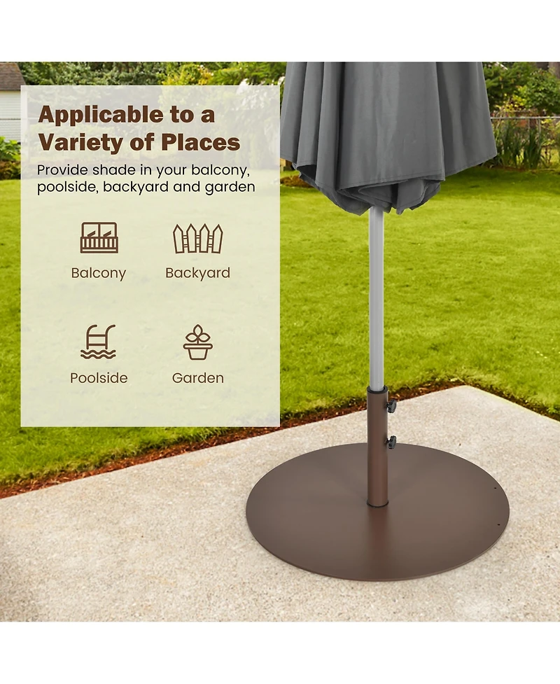 Gymax Round Weighted Patio Umbrella Base Stand 59 lbs w/ 3 Adapters