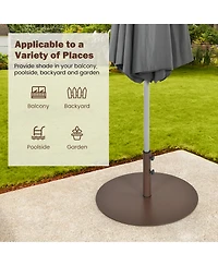 Gymax Round Weighted Patio Umbrella Base Stand 59 lbs w/ 3 Adapters