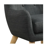 Cesicia 19.5"W Gray Linen Kids Chair with Button Tufted Back and Wooden Legs