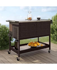 Mondawe Outdoor Bar Cart With Wheels & Brakes,150LBS Capacity, Versatility Storage Cabinet Cart