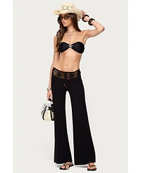 Edikted Women's Kirsty Crochet Waist Knit Pants