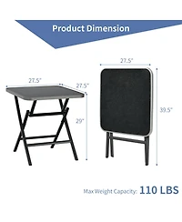 Gymax Patio Folding Square Dining Table Aluminum Frame Tempered Glass top