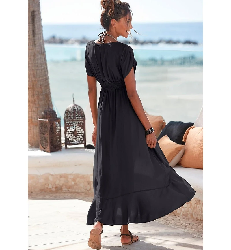Lascana Women's Flounce Hem Cover up Beach Dress