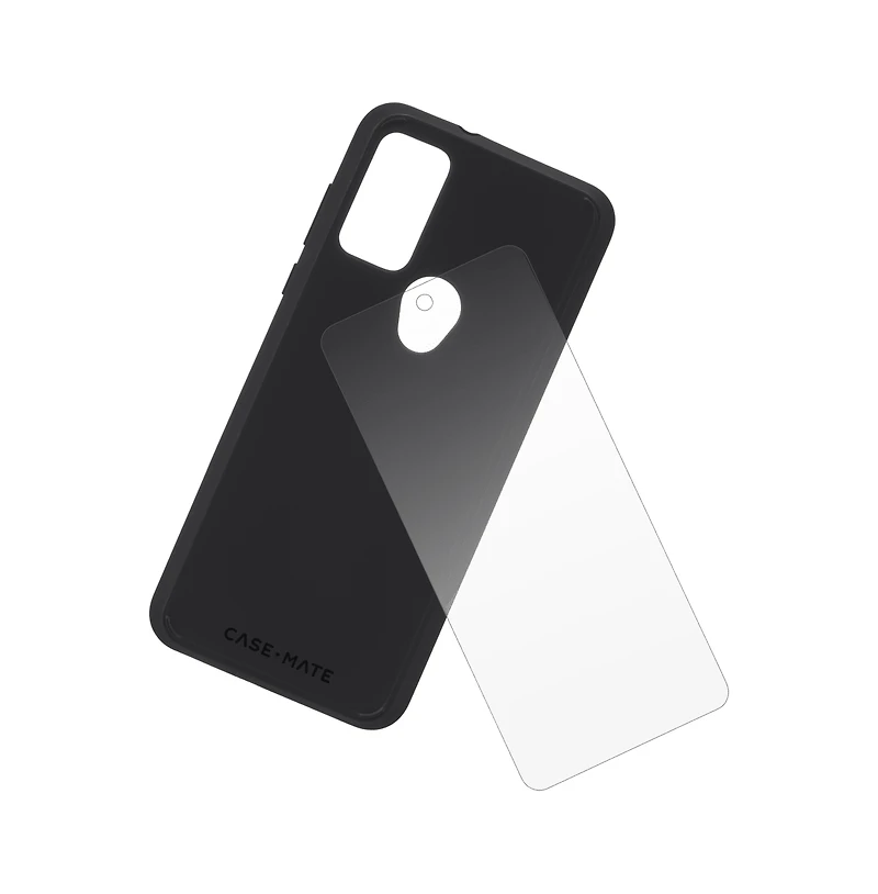 Case-Mate Protection Pack Tough Case and Glass Screen Protector for Motorola Moto G Play (2023)-Black