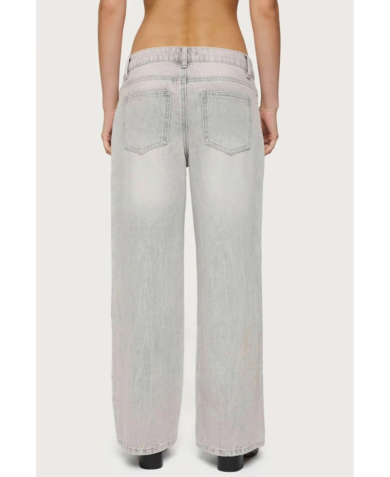 Edikted Women's Magda Low Rise Acid Wash Jeans