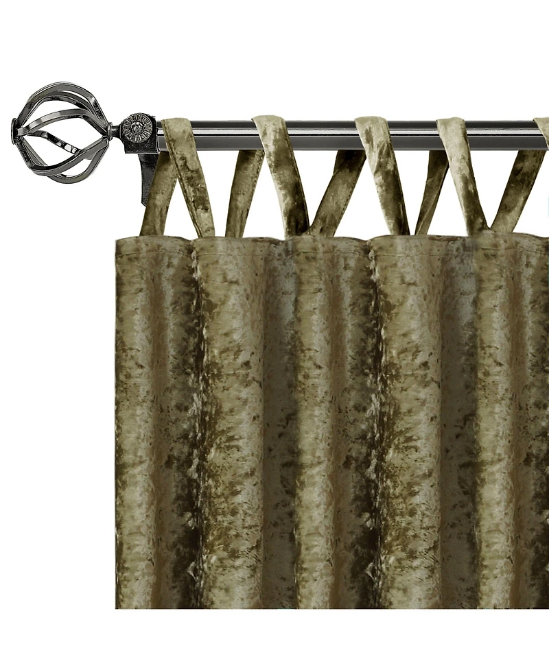 Kate Aurora Park Avenue 2 Piece Criss-Cross Tab Top Velvet Window Curtain Panels - 84 in. Long - Moss