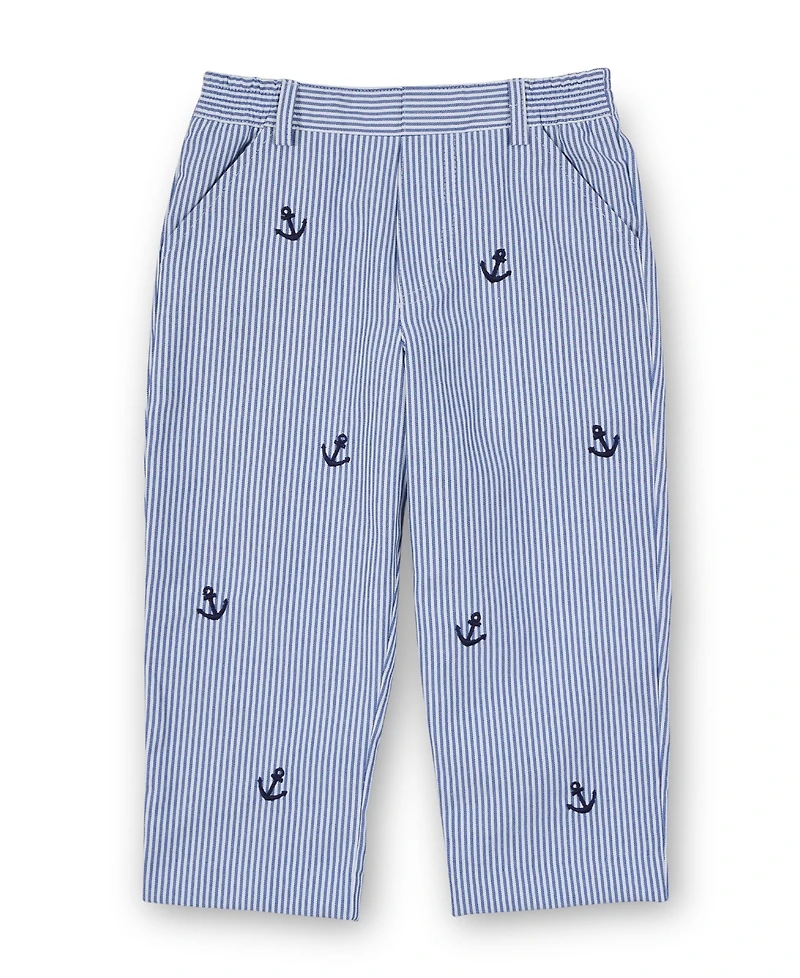 Florence Eiseman Little Boys Stripe Fake Fly Pants With Anchors