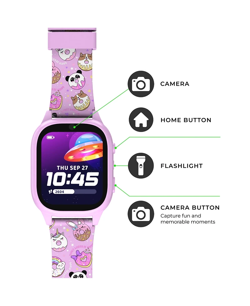 Playzoom 4 Kids Fuchsia Leather Silicone Strap Smartwatch, 49mm