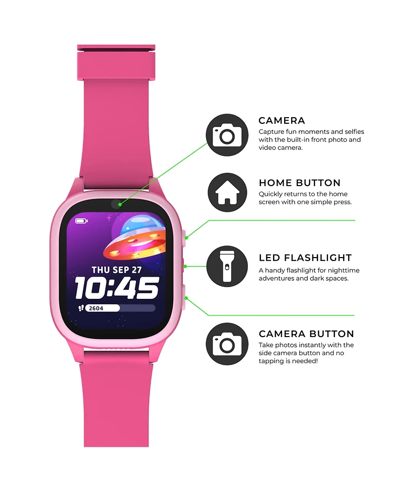 Playzoom 4 Kids Pink Leather Silicone Strap Smartwatch, 49mm