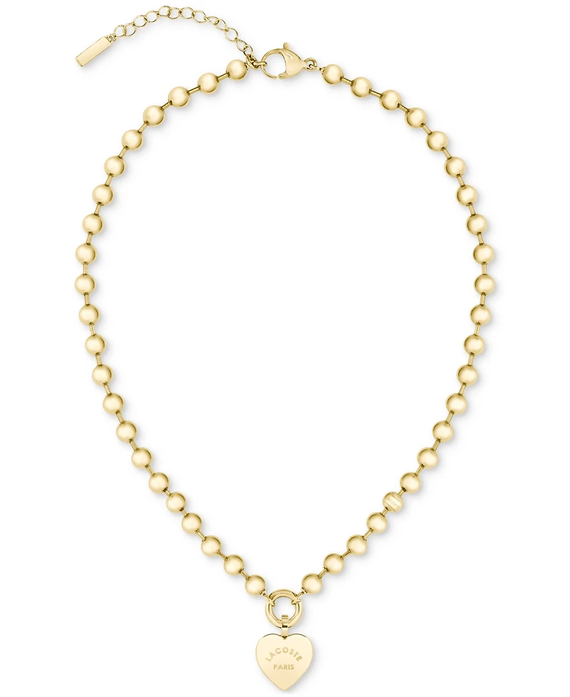 Lacoste Logo Heart Pendant Necklace, 15-3/4" + 1" extender