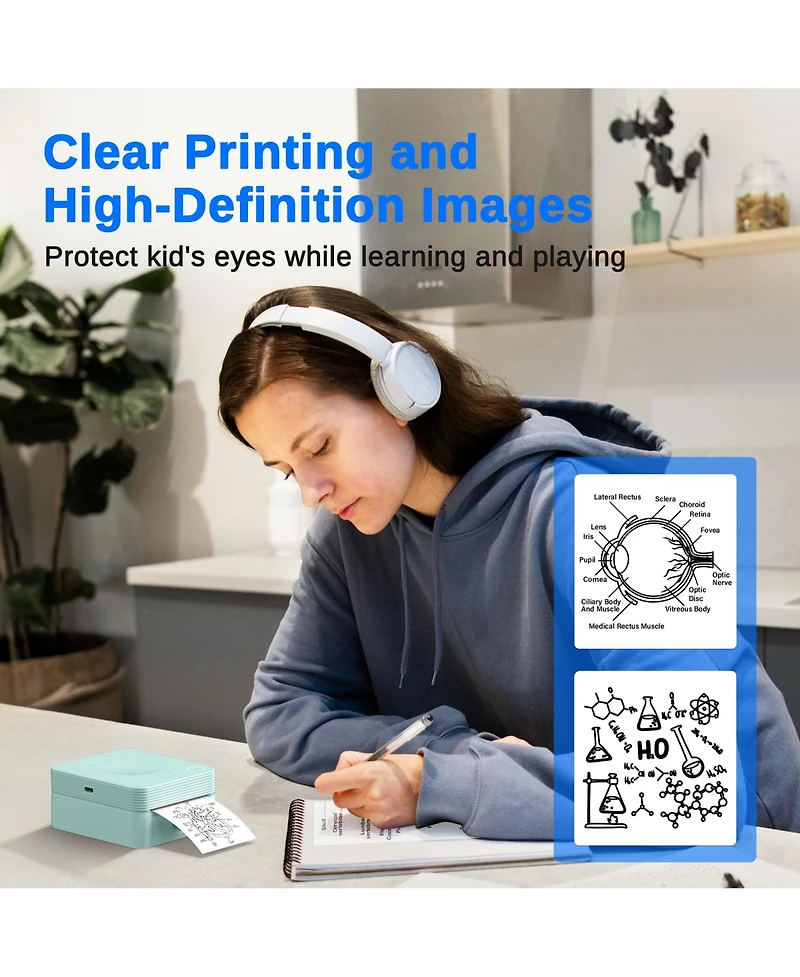 Polono Sticker Printer, PM230-a Mini Thermal Printer Bluetooth Portabel Sticker Maker with 3 Rolls of Paper