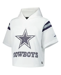 The Wild Collective Women's White Dallas Cowboys Mesh Short Sleeve Hoodie T-Shirt