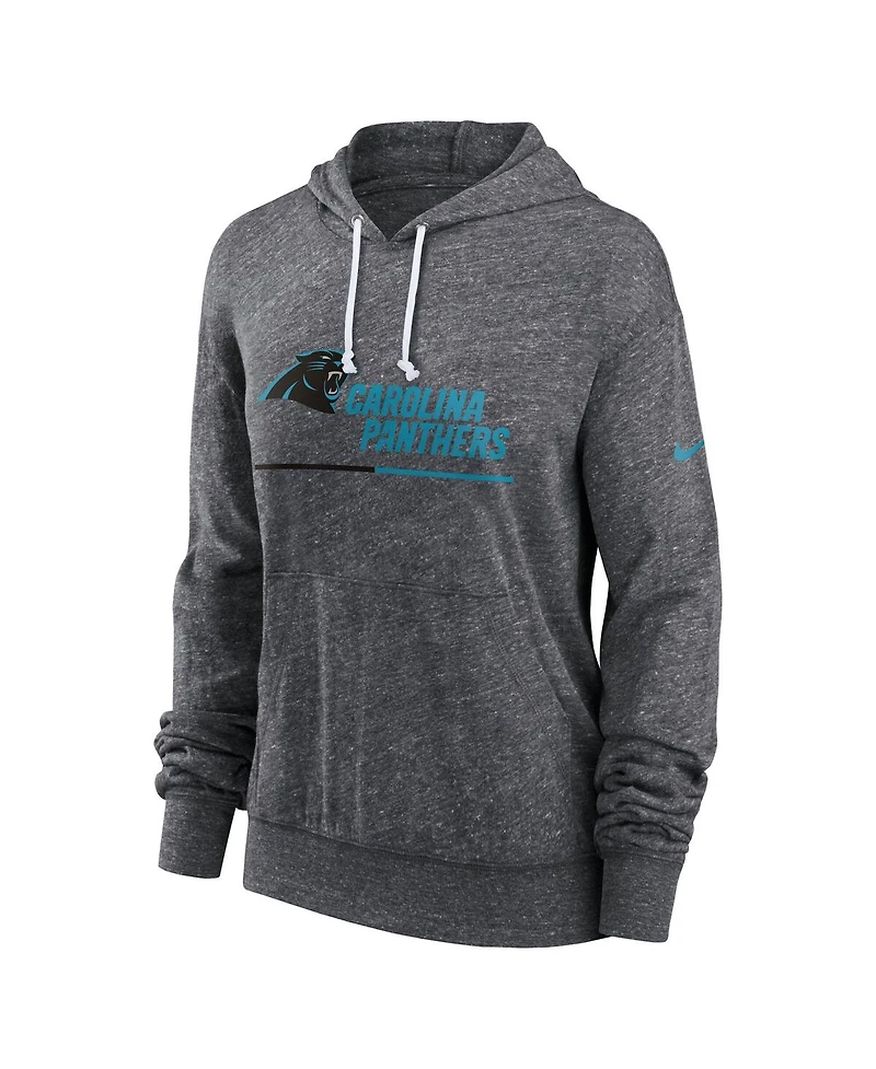 Nike Women's Heather Charcoal Carolina Panthers Team Spirit Gym Lightweight Hoodie Top