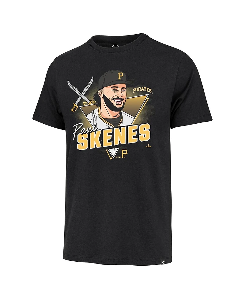 '47 Brand Men's Paul Skenes Black Pittsburgh Pirates Player Caricature Franklin T-Shirt