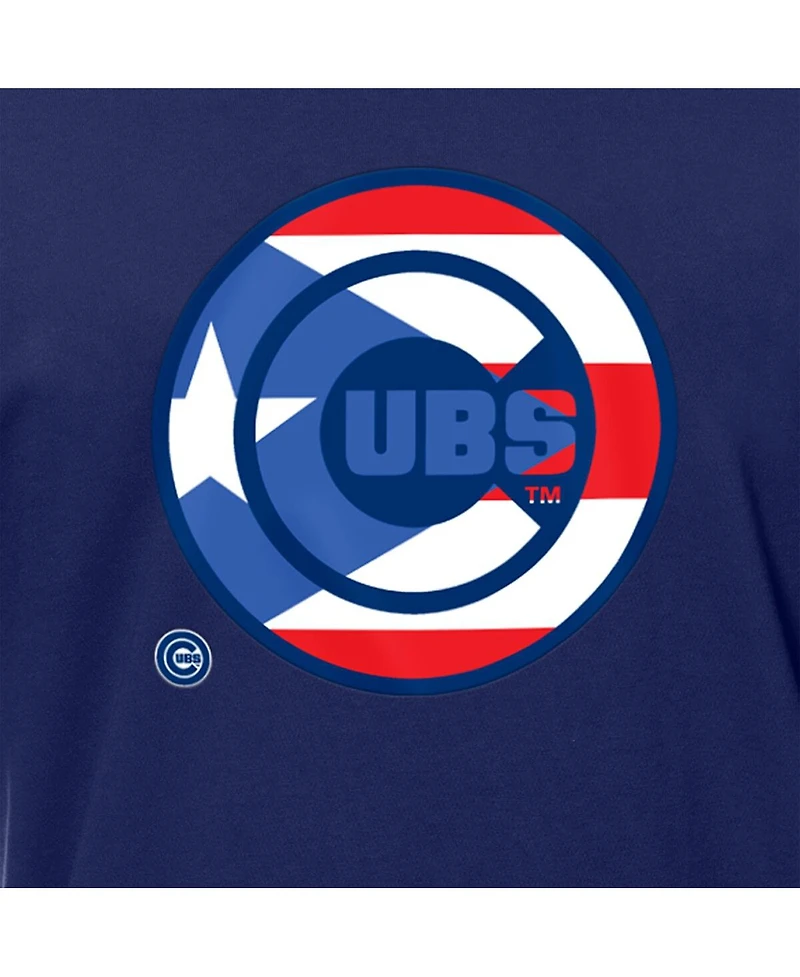 New Era Men's Royal Chicago Cubs Puerto Rican Flag Logo T-Shirt