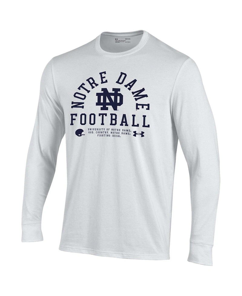 Under Armour Men's White Notre Dame Fighting Irish 2025 Sideline Football Performance Cotton Long Sleeve T-Shirt