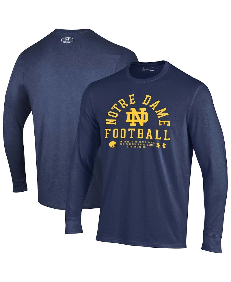 Under Armour Men's Navy Notre Dame Fighting Irish 2025 Sideline Football Performance Cotton Long Sleeve T-Shirt