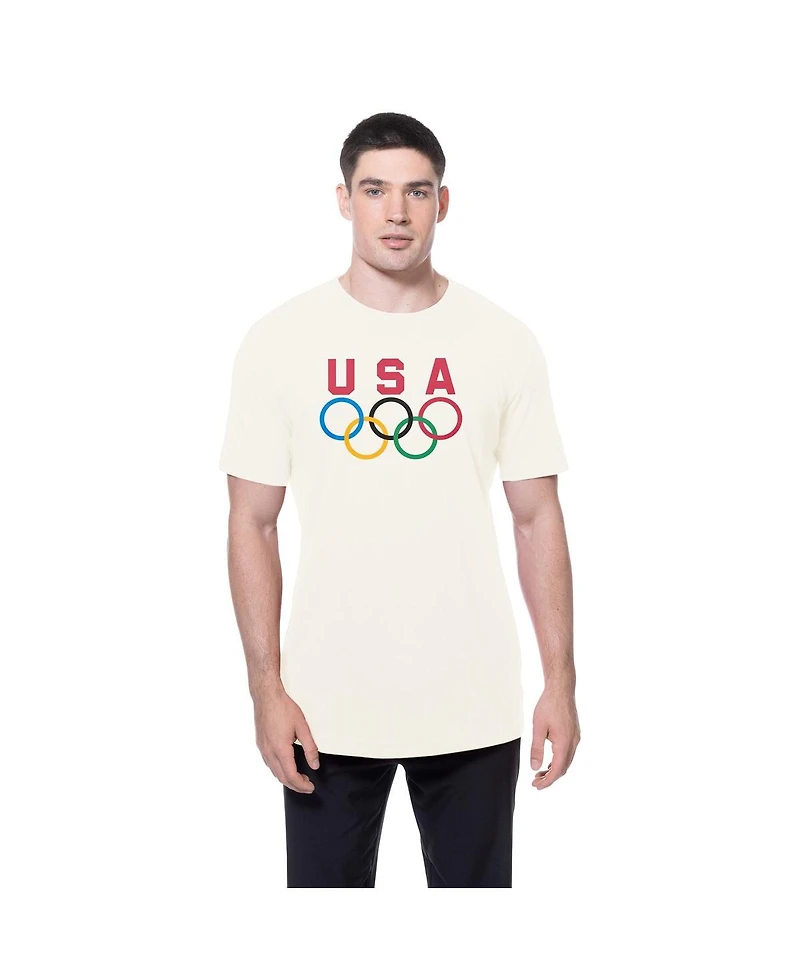 New Era Men's Cream Team Usa 5 Rings Chrome T-Shirt