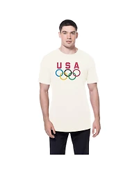 New Era Men's Cream Team Usa 5 Rings Chrome T-Shirt