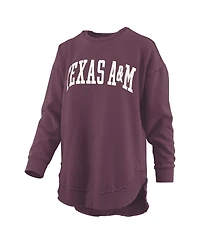 Pressbox Women's Maroon Texas A M Aggies Melange Poncho Vintage Fleece Long Sleeve Pullover Sweatshirt