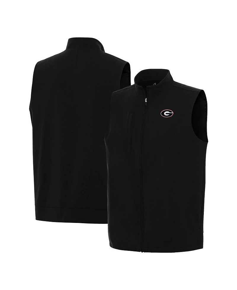 Antigua Men's Black Georgia Bulldogs Regard Full-Zip Vest
