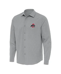 Antigua Men's Gray Ohio State Buckeyes Exposure Woven Long Sleeve Button-Up Shirt