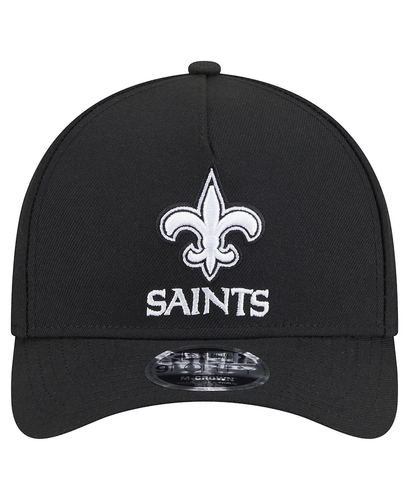 New Era Men's Black New Orleans Saints Team Collection 9FORTY M-crown A-Frame Adjustable Hat