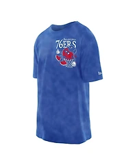 New Era Men's Royal Philadelphia 76ers Old School Sport Enzyme Wash Oversized T-Shirt