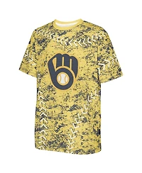 Outerstuff Big Boys and Girls Gold Milwaukee Brewers Slide Score Bold T-Shirt