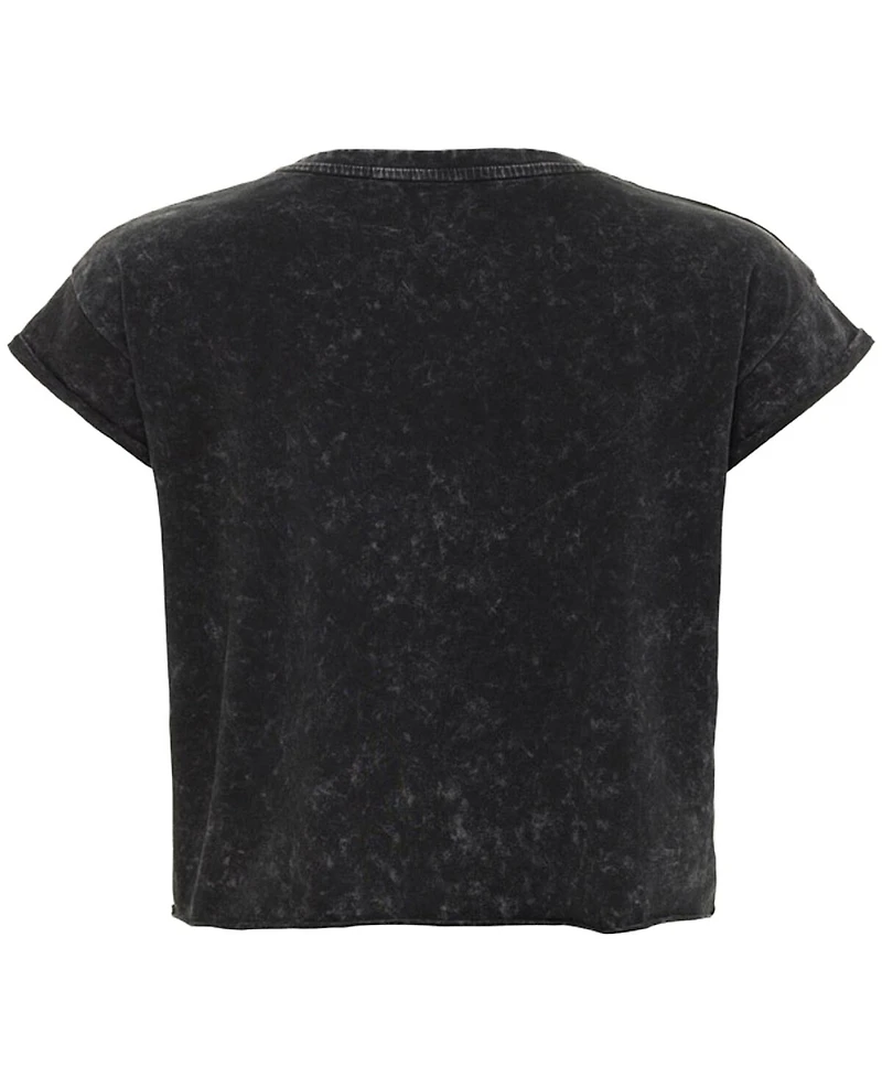 Sportiqe Women's Black Phoenix Mercury Rock Roll Collection Gwen Mineral Wash Cropped T-Shirt