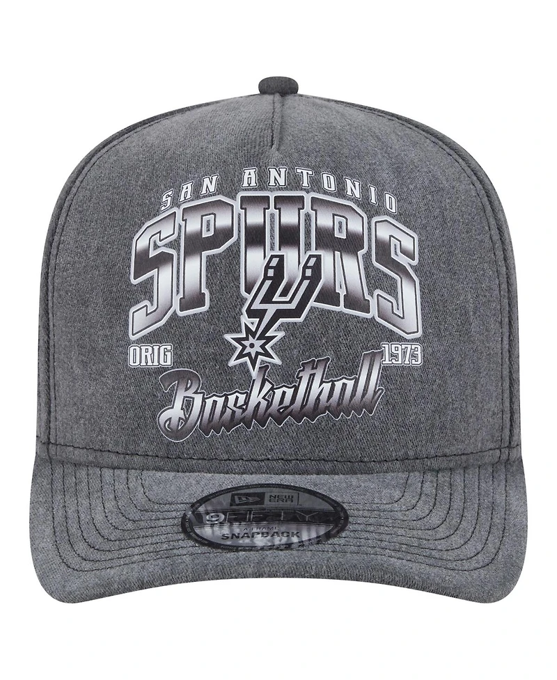 New Era Men's Charcoal San Antonio Spurs Throwback Washed Pre-Curved 9FIFTY Snapback Hat