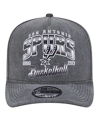 New Era Men's Charcoal San Antonio Spurs Throwback Washed Pre-Curved 9FIFTY Snapback Hat