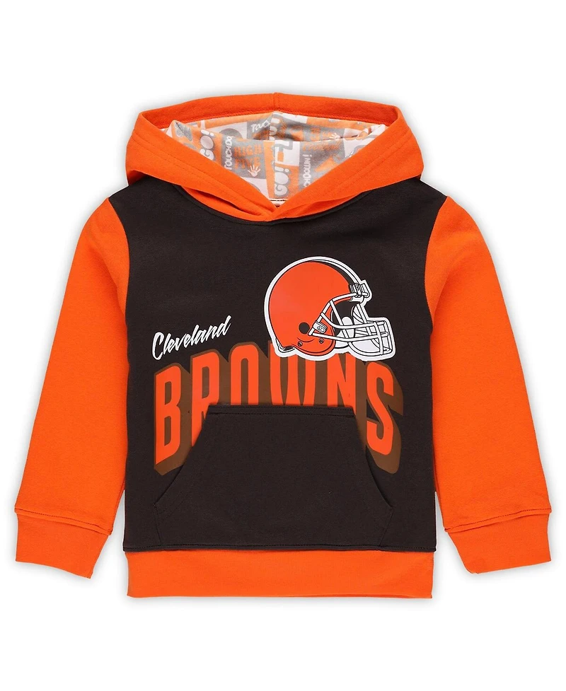 Outerstuff Toddler Brown Cleveland Browns Coin Toss Pullover Fleece Hoodie and Pants Set