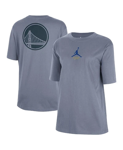 Jordan Women's Ash Golden State Warriors Courtside Statement Edition Boyfriend T-Shirt
