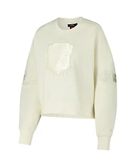 Pro Standard Women's Cream Cleveland Browns Triple Tonal Cropped Fleece Pullover Sweatshirt