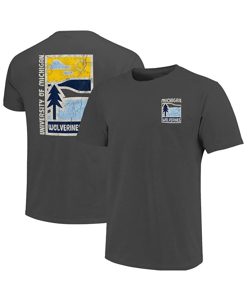 Image One Men's Graphite Michigan Wolverines Comfort Colors Minimal Vista Distressed Graphics T-Shirt