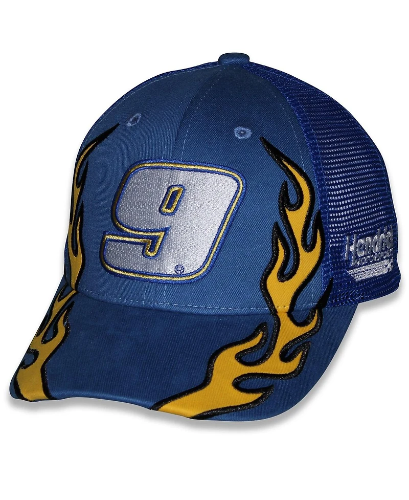 Checkered Flag Sports Big Boys and Girls Blue Chase Elliott Napa Flame Trucker Adjustable Hat
