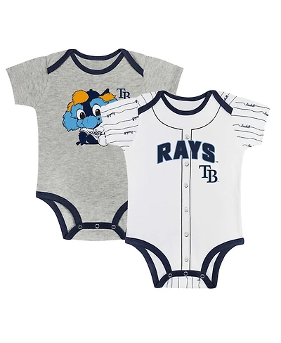 Outerstuff Big Boys and Girls Gray/White Tampa Bay Rays 2-Pack Play Ball Bodysuit Set