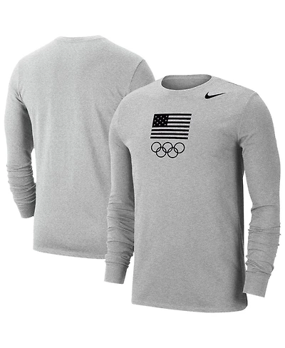Nike Men's Heather Gray Team Usa Performance Long Sleeve T-Shirt