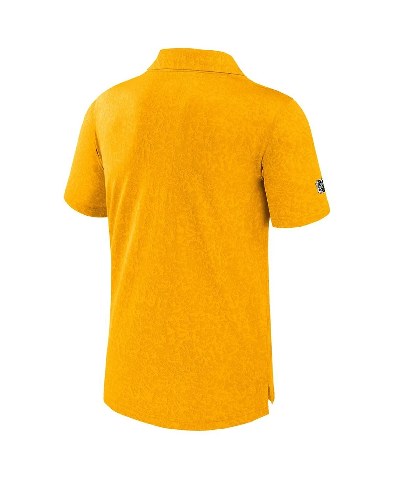 Fanatics Men's Gold Nashville Predators Authentic Pro Jacquard Polo Shirt