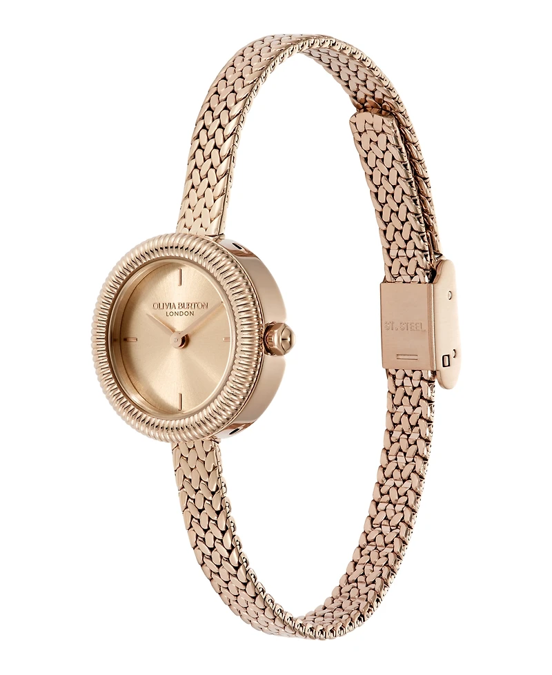 Olivia Burton Women's Finery Rose Gold Tone Stainless Steel Mesh Bracelet Watch, 20mm