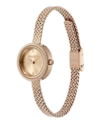 Olivia Burton Women's Finery Rose Gold Tone Stainless Steel Mesh Bracelet Watch, 20mm
