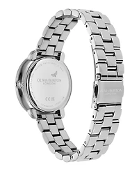 Olivia Burton Women's Moonphase Silver Tone Stainless Steel Bracelet Watch, 34mm