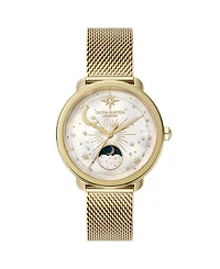 Olivia Burton Women's Moonphase Gold Tone Stainless Steel Mesh Bracelet Watch, 34mm