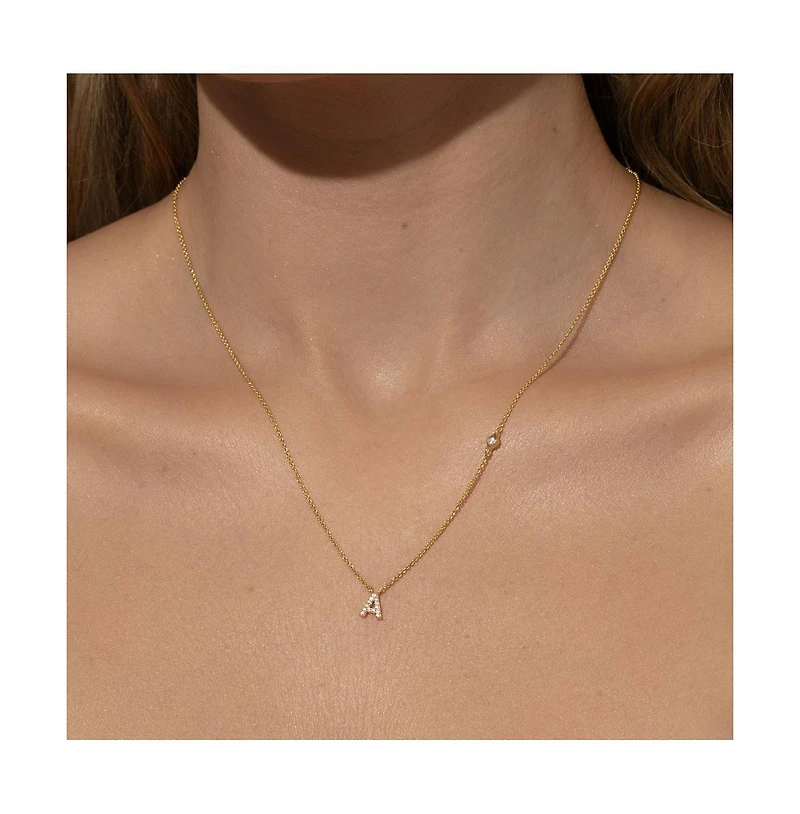 14k Gold-Plated Pave Initial Necklace