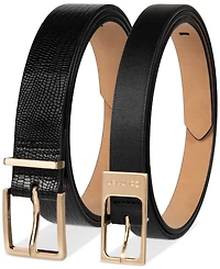Calvin Klein 2-Pc. Skinny Faux-Leather & Embossed Belt Set