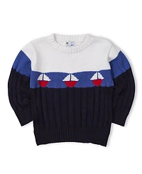 Florence Eiseman Toddler Boys Sweater With Sailboats