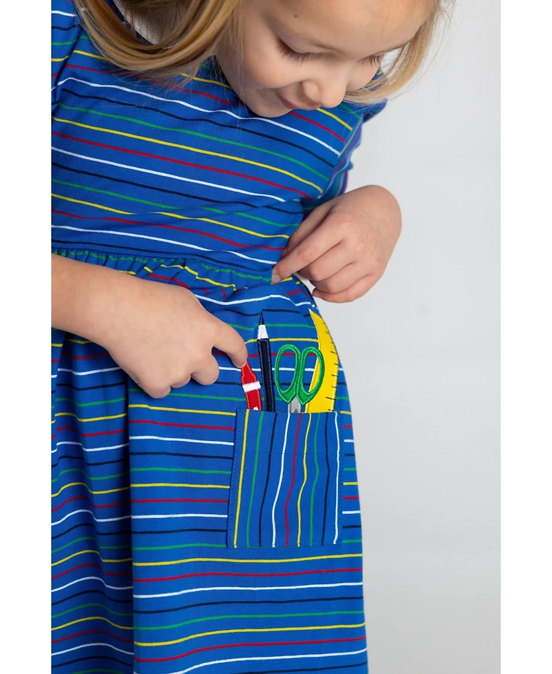 Florence Eiseman Stripe Knit Dress With School Supplies